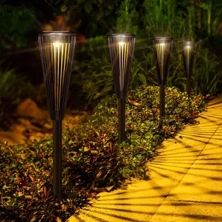 MAGGIFT Solarlampen für Außen Garten, 6 Stück Moderne Garten Solarleuchten, Solar Gartenleuchten, Wetterfest Wassserdicht Solar Gartenbeleuchtung Deko für Draußen Balkon Terrassen Garden