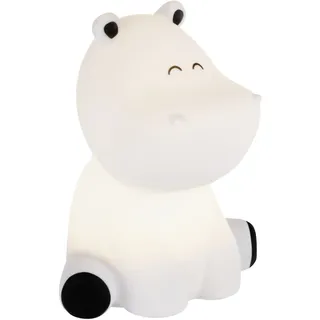 EGLO LED Nachtlicht Castellino, Akku Tischlampe Nilpferd, Kinderzimmer Deko Jungen, Silikon Nachttischlampe Kinder Baby Bett, Touch bedienbar, blau, warmweiß, RGB