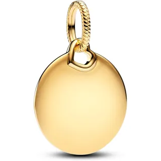 Pandora Gravierbarer runder Charm-Anhänger Silber mit vergoldeter Metalllegierung 368610C00