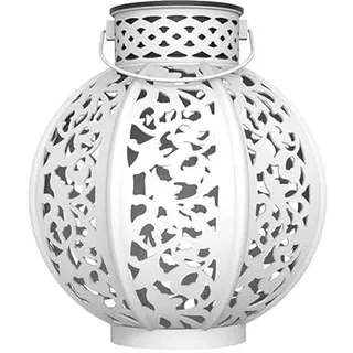 Weiße Vintage-Solarleuchte, dekoratives Design, Solarenergie, ideal für die Beleuchtung von Gärten und Terrassen im Freien.