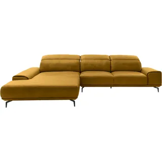 Musterring Wohnlandschaft "MR 2490 Ecksofa mit erstklassigem Sitzkomfort, Long-Life-Leder" Fuß schwarz, Sitzhöhe 48cm, wahlweise mit Funktionen, Maße 342x207 cm, kurkuma, s
