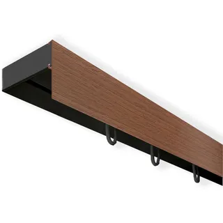 Gardinenschiene SN DECO GROUP "Vorhangschiene SH (1) mit Blende 5 cm" Gr. 5, schwarz (schwarz, walnussfarben), L:240cm T:4,7cm, Kunststoff, Gardinenstangen, Gardinenschiene