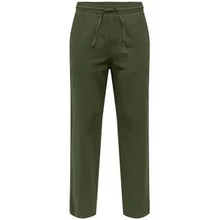 ONLY & SONS Herren ONSSINUS Loose 0007 COT LIN Pant NOOS Leinenhose, Olive Night, 27-32