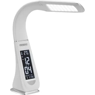 MONZANA® Schreibtischlampe LED mit Uhrzeit Wecker Temperatur Kalender Dimmbar Nachttischlampe Tischlampe Bürolampe Weiß - Weiß