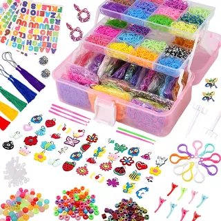 Zaxiva 17500+ Loom Bänder Set XXL Koffer mit Zubehör, 28 Farben Loom Rubber Bands Kit, DIY Kinder Gummi Schmuck Armbander Basteln Making für Kinder ab 6 Jahren, Jungen Mädchen Geschenk