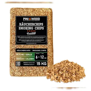 PINI Räucherchips 15 kg Buche, Erle gemischt 6-12 mm