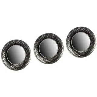 ARTE REGAL Set 3 Dekospiegel Schwarz-Silber 25 cm, Sortiert, normal