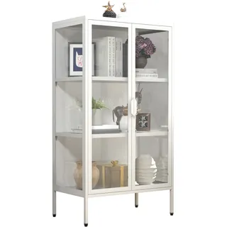 VCM Standvitrine "Stahl Glas Standvitrine Vitrine Schaukasten FlokaM", weiß