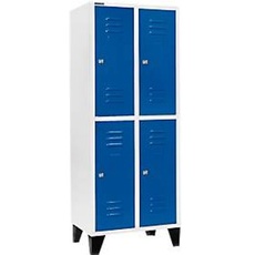 Schäfer Shop Select Kleiderspind mit 2 x 2 Abteilen, 400 mm, mit Füßen, Zylinderschloss, Tür enzianblau