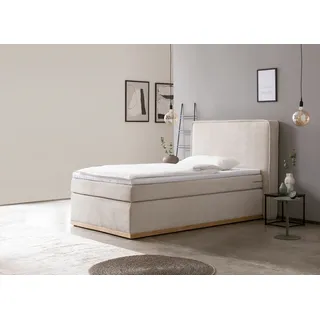 Home Affaire »SHERWOOD Cord Hotelbett, Polsterbett Premiumbett Boxbett« beige (hellbeige), B:135cm L:212cm, 100% Polyester, Komplettbetten, Boxspringbett, Hochwertiger Cord,weiche Velours-Struktur, mit premium Topper,