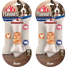 8in1 Triple Flavour Knochen M - leckerer Hundeknochen mit Hähnchenfilet, Schweine- und Rinderhaut, 1 Stück (Packung mit 2)