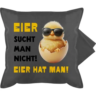 Shirtracer Kissenbezug - Osterkissen - Eier sucht man Nicht Eier hat man Cooles Küken Männer Geschenke Ostern witzig - 50 x 50 cm - Grau - Kissen hasenmotiv Oster Polster ostergeschenke Osterhase