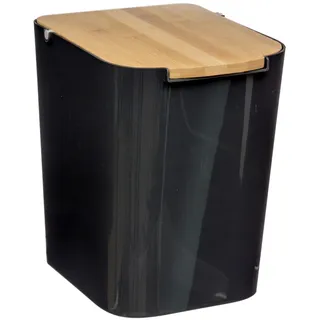 Abfalleimer Mülleimer 5L Kunststoff Bambus schwarz braun Papierkorb Mülltonne