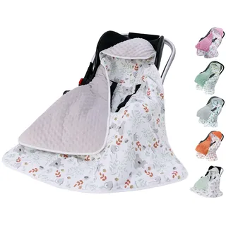 Miracle Baby Einschlagdecke Babyschale Winter Baumwolle Reversible Decke Universal Kuscheldecke 90x90cm für babyschale Kinderwagen mit 8 Punkt Gurt Löcher