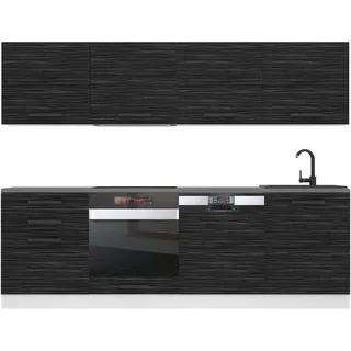 Belini Küchenzeile Alice 240 x 60 cm Königliches Ebenholz