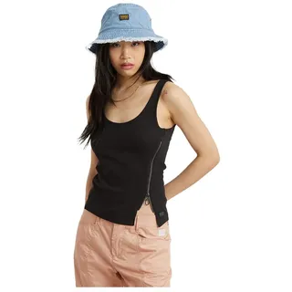 G-Star RAW Women's Tops Asymmetrical Zip u t wmn, Schwarz (dk Black D24647-D275-6484), S