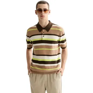 Scotch & Soda Striped Regular Fit Kurzarm-poloshirt - Brown - XL