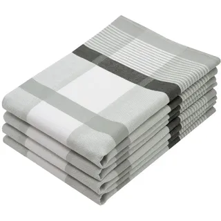 ZOLLNER 4er Set Geschirrtücher Baumwolle in 50x70 cm - saugstarke und robuste Küchentücher - waschbar bis 60°C – in grau kariert - Gastronomiequalität - Oeko Tex® Zertifiziert