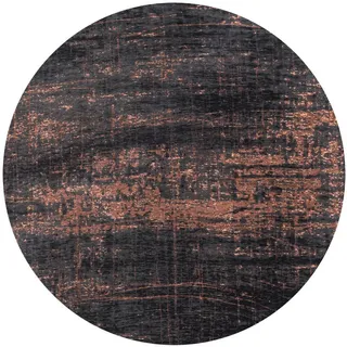 Louis De Poortere Teppich Soho Copper Mad Men Griff 240/240 cm , Schwarz , Textil , Grafikmuster , Rund , 240x240 cm , Oeko-Tex® Standard 100 , antistatisch, pflegeleicht, rutschfeste Unterfläche, für Fußbodenheizung geeignet, UV-beständig, waschbar , Teppiche und Böden, Teppiche