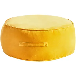 Beliani Pouf Gelb Yulle , Textil , Rund , 60x25x60 cm , Wohnzimmer, Sessel, Hocker & Hockerbänke, Poufs