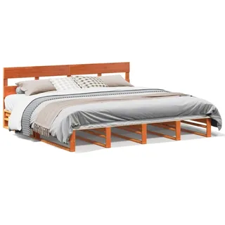 vidaXL Massivholzbett ohne Matratze Wachsbraun 200x200 Kiefernholz - Braun