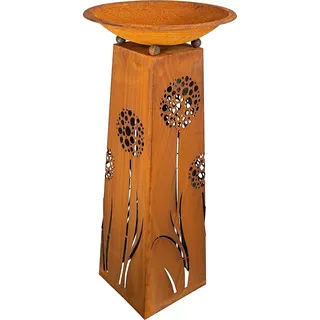 Rostikal Pflanzsäule mit Pusteblumen 1,15 m Rost Garten Dekosäule mit Blumenschale