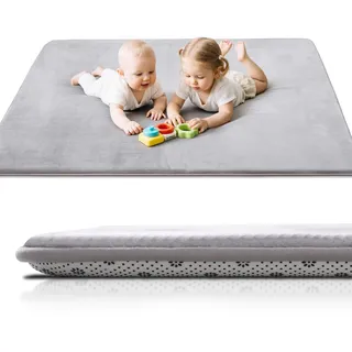 Dicke Krabbelmatte Baby 150×180×3cm,Rutschfester Unterseite Spielmatte Baby | Krabbeldecke für baby,Schaumfüllung Teppich Kinderzimmer,Weicher Kurzflor, Pflegeleicht,Spielmatten Für Laufgitter,Grau