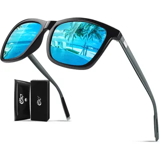 CGID Sonnenbrille Herren Polarisiert Damen Ultraleichte Al-Mg Metallrahmen Rechteckig Vintage UV400 Schutz Rechteckig Eckig mit Federscharnier