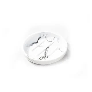 MYLERCT Seifenablage Waschbecken, Rund Seifenschalen,11,5 x 10 cm, Marmor