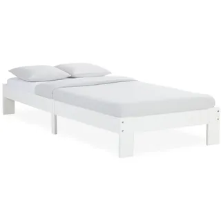 Homestyle4u Einzelbett 90x200 cm mit Lattenrost Holzbett weiß Futonbett Kiefer Bett Bettgestel