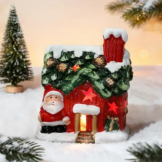 TZQFROCE Weihnachtsdorf mit Beleuchtung LED Weihnachtshaus Weihnachts Keramik Häuser deko Weihnachtshäuser für Weihnachtsdeko, Winterdeko, Weihnachtsdorf, Fensterbank, Tisch Deko