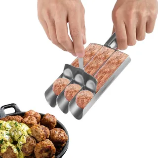 Fleischbällchen-Hersteller mit Schneidspaten, Fleischbällchen Schaufel Maker Manuelle Fleischbällchen-Herstellungswerkzeuge für Küche zum Schnellen Kochen von Keksteig-Sorbet (Drei Röhren)