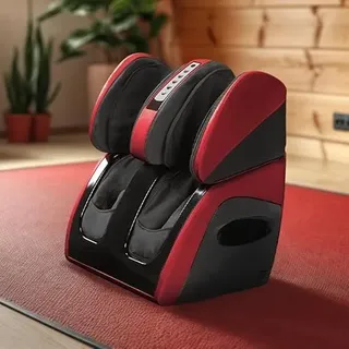 GLOBAL RELAX® | VITALZEN PLUS Elektrisches Massagegerät für Füße, Beine, Oberschenkel und Knie | Rot I 3 Intensitäts- I Kompressions- und Wärmemassage-Modi | Schmerzlinderung | Entspannungshilfe