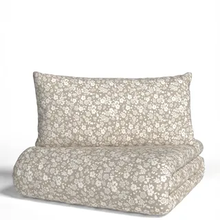 my home Bettwäsche »Mariby« 2 Stk. tlg. mit feinem Blümchen Design, skandinavisch, romantische Bettwäsche, beige