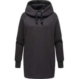 Ragwear Longsweatshirt "Longpullover Rowenna", Langer Damen Hoodie mit hohem Schalkragen, dunkelgrau