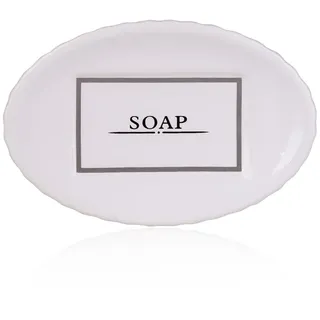 Accentra Seifenablage Vintage, Seifenschale aus Keramik mit Aufdruck SOAP, ovales Badaccessoire für Waschbecken und Bad, dekorative Ablage in weiß für Feste Seife im Gäste WC