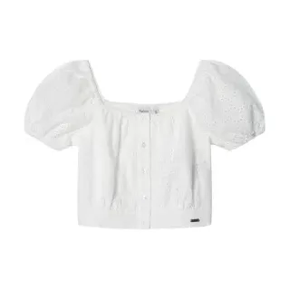 Pepe Jeans für Mädchen. PG301704 Bluse Charlotte weiß (16años= 176cm), Lässig, Baumwolle, Kurzarm, Kinderbekleidung