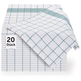 Blumtal Geschirrtücher 20er Set, 50/70 cm, 100% Baumwolle, kariert - grün - Naturmaterialen - 50x70 cm - Heimtextilien, Geschirrtücher - Schürzen, Geschirrtücher
