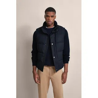 Steppweste BUGATTI, Herren, Gr. 54, blau (marine), 69% Polyester, 29% Viskose, 2% Elasthan, unifarben, regular fit, ohne Ausschnitt, Westen Steppweste, in moderner Flanell-Optik