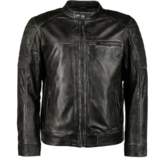 Lederjacke MUSTANG "Lederjacke James", Herren, Gr. XXL, grau (anthrazit), Obermaterial: 100% Lammleder LEL. Futter: 100% Polyester PES., Jacken Lederjacke