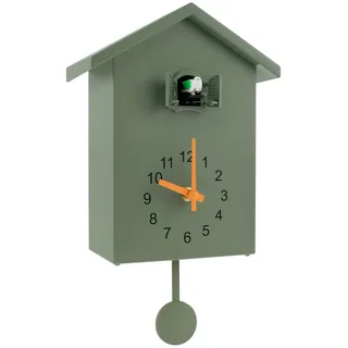 BAODBF Kuckucksuhr Modern mit Pendel und Chimer Cuckoo Clock(Grün) | Minimalistische Pendeluhr für Wandkunst Wohnzimmer Küche Büro Vogelstimme Wanduhr ABS Kunststoffsensor 25x20 cm Geschenk