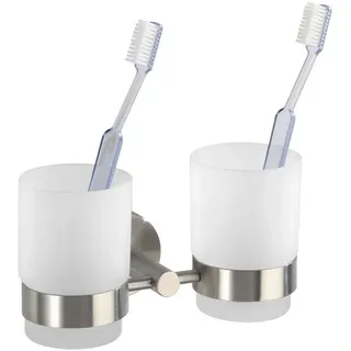 Wenko Zahnputzbecher Duo Bosio silber, matt, 1 St.