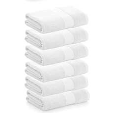 PADUANA | Packung mit 6 Waschlappen, 30 x 50 cm, Weiß, 100% gekämmte Baumwolle, weich, schnell und maximale Saugfähigkeit – erhältlich als Badetuch, Duschtuch und Badetuch