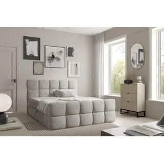 Boxspringbett Schlafzimmerbett SATINE 120x200cm Stoff Coral Beige - Beige