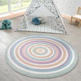 the carpet Beat Kids Moderner Weicher Kinderteppich, Weicher Flor, Pflegeleicht, Farbecht, Bunt, 160 cm Rund