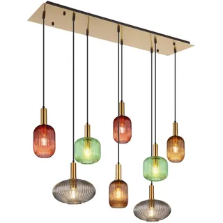 Hängeleuchte , Braun, Grau, Grün, Brombeere, Messingfarben , Metall, Glas , 47x150x125 cm , Lampen & Leuchten, Innenbeleuchtung, Hängeleuchten, Pendelleuchten