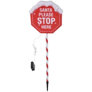 Home Styling Collection Weihnachtsmann Schild mit Beleuchtung 105 cm , Rot , Kunststoff , 30x105x30 cm , Dekoration, Weihnachtsdekoration