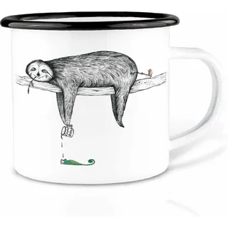 Ligarti® Emaille Tasse (leicht & robust) | Design Cup, Camping Becher handveredelt in Deutschland | Kaffeetasse, Emaillebecher