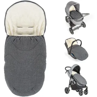 Zamboo Universal Fußsack für Babyschale, Kinderwagen Wanne und Buggy - 2in1 Winterfußsack und Sitzauflage aus kuscheligem Fleece, Baby Fusssack mit Tasche - Grau