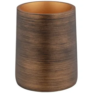 WENKO Zahnputzbecher Mod. Palena, Becher zum Aufbewahren von Zahnputzutensilien oder Kosmetikzubehör aus dem hochwertigem Kunststoff Polyresin in elegantem Design, (B/T x H): Ø 8,5 x 10,8 cm, Bronze